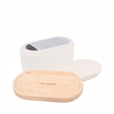 Microplane Specialty Reibe mit Auffangbehälter & Deckel - Kaschmir Weiß Bambus
