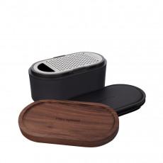 Microplane Specialty Reibe mit Auffangbehälter & Deckel - Anthrazit Grau Walnuss