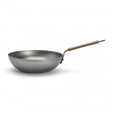 de Buyer Mineral B Bois New Wok 28 cm - Eisen mit Bandstahlgriff & Holzgriffschalen