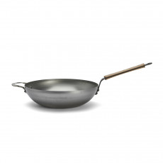 de Buyer Mineral B Bois New Wok 32 cm - Eisen mit Bandstahlgriff & Holzgriffschalen