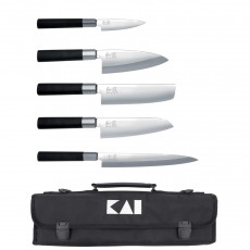 KAI Wasabi Black Messer-Set Japan - 5 Messer mit Messertasche
