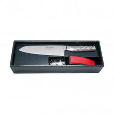 Global G-46220BR Starterset 2-teilig mit Santoku G-46 & minoSharp Schleifer 220BR