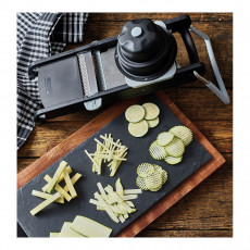 de Buyer  Mandoline Swing Plus schwarz mit horizontaler Doppelklinge und Julienne-Doppelklinge