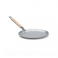 de Buyer Mineral B Bois Crêpes-Pfanne 24 cm - Eisen mit Bienenwachsbeschichtung - Bandstahlgriff mit Holzgriffschalen