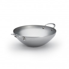 de Buyer Mineral B Wok 28 cm - Eisen mit Bienenwachsbeschichtung - Henkelgriffen