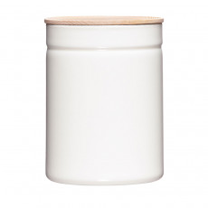 Riess Kitchen Management Vorratsdose 2,25 L Pure White - Emaille mit Eschenholzdeckel