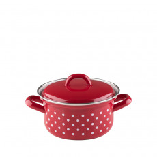 Riess Country Pünktchen Rot Kasserolle 14 cm / 0,75 L - Emaille