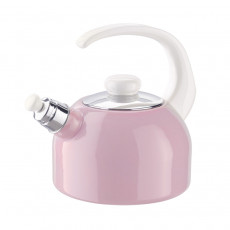 Riess Classic Pastell Wasserkessel 18 cm / 2,0 L rosa mit Flöte - Emaille