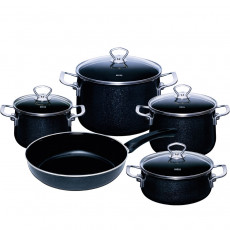 Riess Nouvelle Black Magic extra stark Kochgeschirr-Set 5-teilig - Emaille