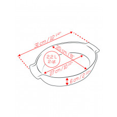 Peugeot Appolia Auflaufform oval 31 cm schiefergrau - Keramik