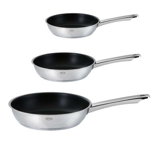 Rösle Moments 3-piece frying pan set with black ProPlex non-stick coating