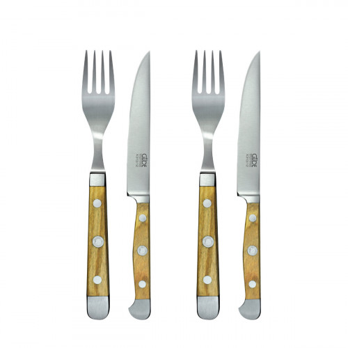 Güde Alpha Olive Steakmesser & Gabel Set 4-tlg.