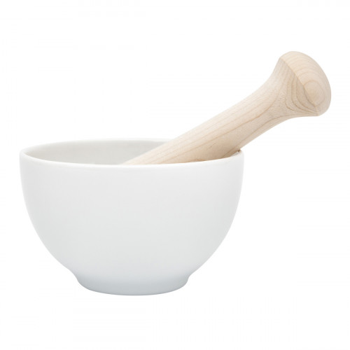 KAI Select 100 porcelain mortar and wooden pestle