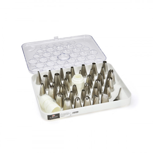 de Buyer piping nozzle set with 36 nozzles & 3 adapters - stainless steel