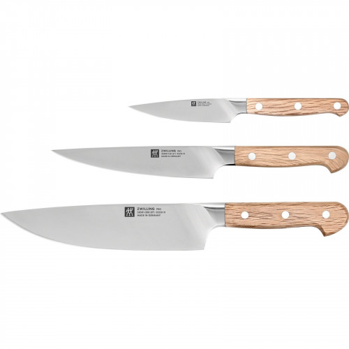 Zwilling Pro Wood meat knife, chef's knife & paring/garnishing knife 3-piece set, natural