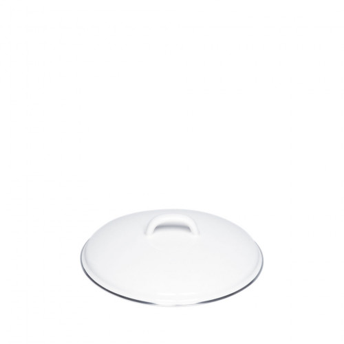 Riess Classic White Lid 16 cm - Enamel with Chrome Edge