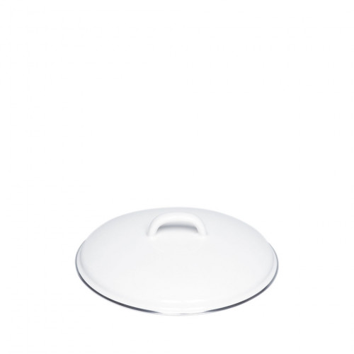 Riess Classic White Lid 18 cm - Enamel with Chrome Edge