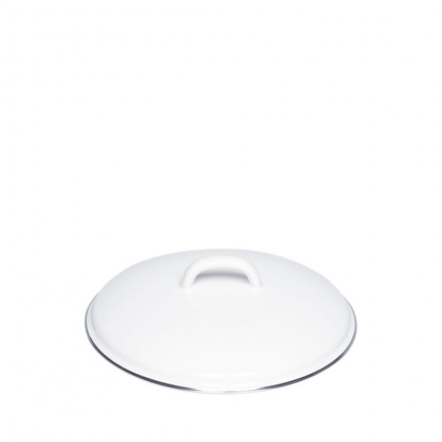 Riess Classic White Lid 20 cm - Enamel with Chrome Edge