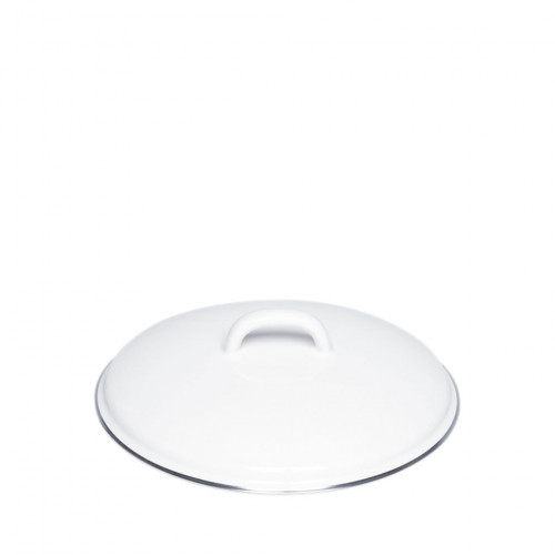 Riess Classic White Lid 22 cm - Enamel with Chrome Edge