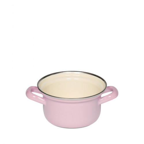 Riess Classic Colorful Pastel Casserole 12 cm / 0.5 L pink - enamel with chrome rim