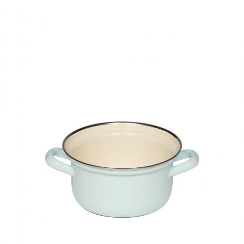 Riess Classic Colorful Pastel Casserole 14 cm / 0.75 L turquoise - enamel with chrome rim