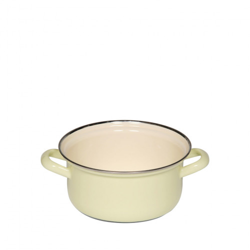 Riess Classic Colorful Pastel Casserole 16 cm / 1.0 L Yellow - Enamel with Chrome Edge