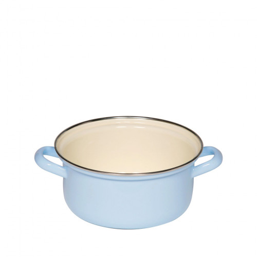 Riess Classic Colorful Pastel Casserole 18 cm / 1.5 L Blue - Enamel with Chrome Edge