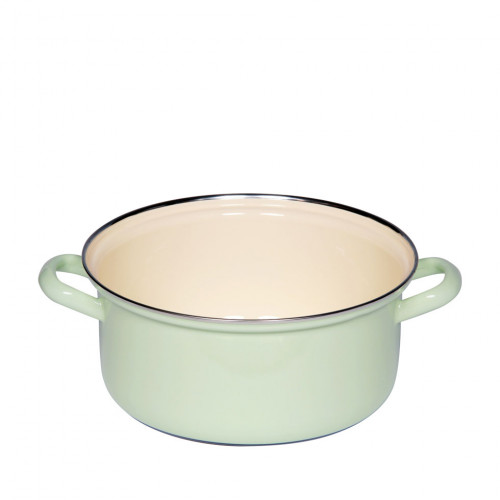 Riess Classic Colorful Pastel Casserole 22 cm / 3.0 L Nile Green - Enamel with Chrome Edge