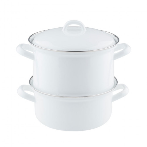 Riess Classic White Potato Cooker 18 cm with Lid - Enamel