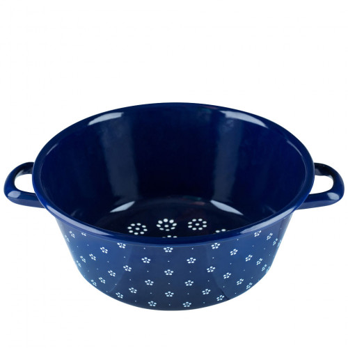 Riess Country Dirndl - Flower Blue Vegetable Strainer 28 cm - Enamel