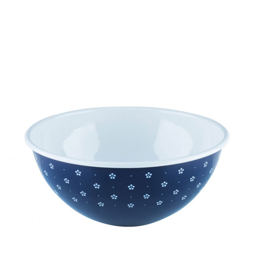 Riess Country Dirndl - Flower Blue Fruit Bowl / Salad Bowl 26 cm / 4.0 L - Enamel