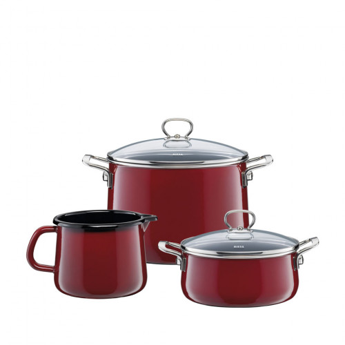 Riess Nouvelle Rosso extra strong 3-piece cooking starter set - enamel