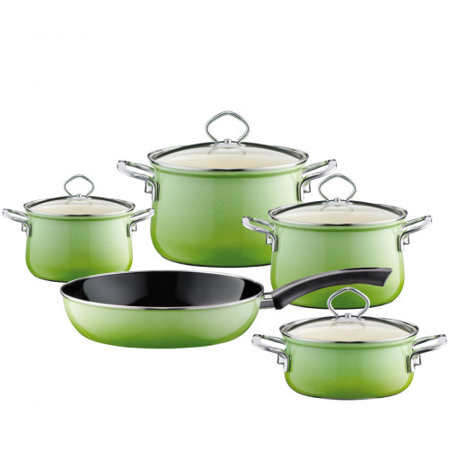 Riess Nouvelle Smaragd 5-piece cookware set - enamel