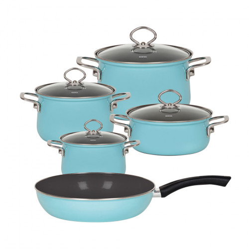 Riess Nouvelle Crystal Blue 5-piece Cookware Set - Enamel