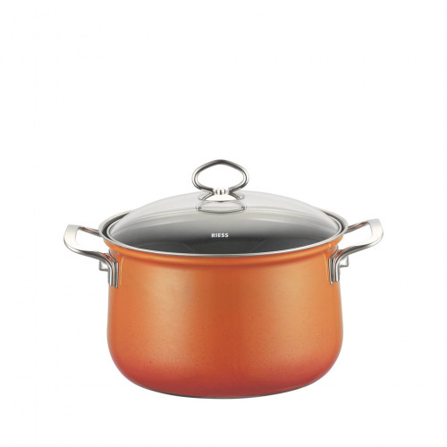 Riess Nouvelle Corall Meat Pot with Glass Lid 16 cm / 1.5 L - Enamel