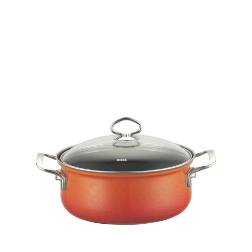 Riess Nouvelle Corall Casserole with Glass Lid 16 cm / 1.0 L - Enamel