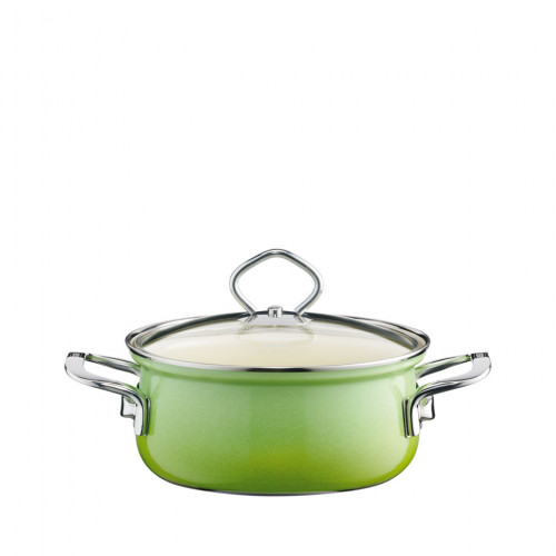 Riess Nouvelle Smaragd Casserole with Glass Lid 16 cm / 1.0 L - Enamel