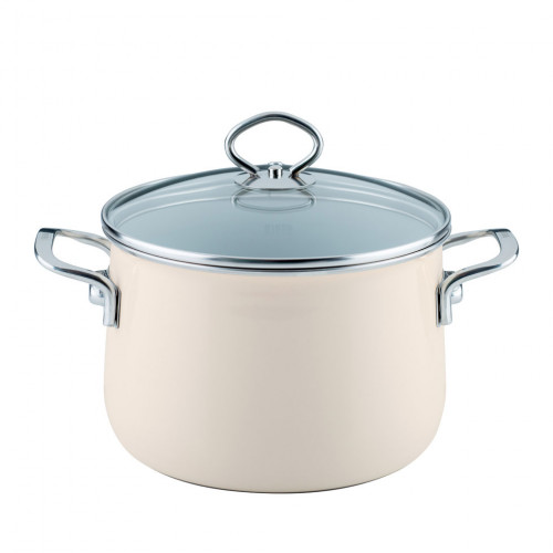 Riess Nouvelle Avorio extra strong meat pot with glass lid 20 cm / 4.0 L - enamel