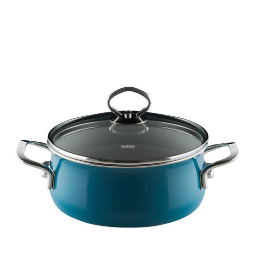 Riess Nouvelle Aquamarin extra strong casserole with glass lid 20 cm / 2.0 L - enamel