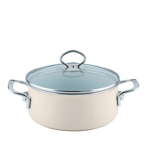 Riess Nouvelle Avorio extra strong casserole with glass lid 20 cm / 2.0 L - enamel