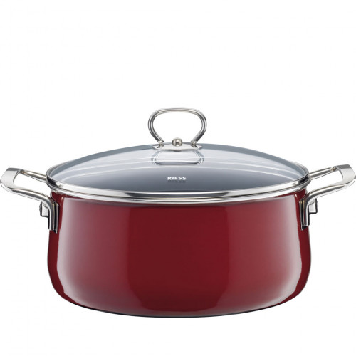 Riess Nouvelle Rosso extra strong casserole with glass lid 24 cm / 4.0 L - enamel