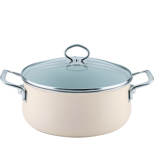 Riess Nouvelle Avorio extra strong casserole with glass lid 24 cm / 4.0 L - enamel