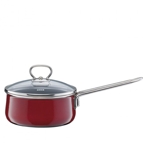 Riess Nouvelle Rosso extra strong saucepan with glass lid 16 cm / 1.0 L - enamel