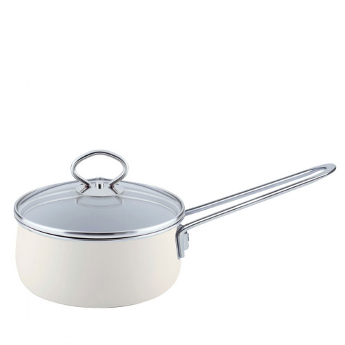 Riess Nouvelle Avorio extra strong handle pot with glass lid 16 cm / 1.0 L - enamel