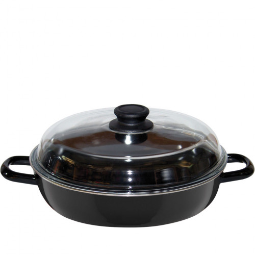 Riess Classic Black Enamel Braising Pan 28 cm with Lid - Enamel