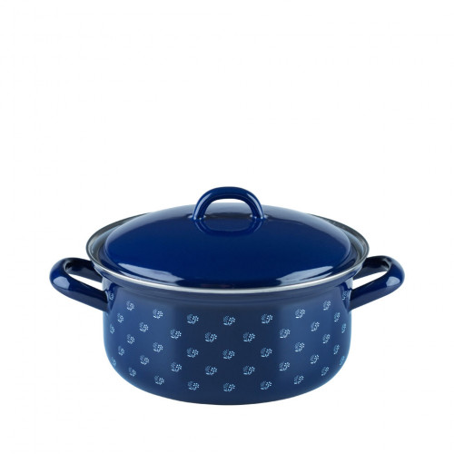 Riess Country Dirndl - Dirndl Blue Casserole 18 cm / 1.5 L with Lid - Enamel