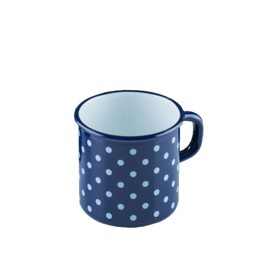 Riess Country Dirndl - Polka Dot Blue Pot with Rim 8 cm / 0.375 L - Enamel