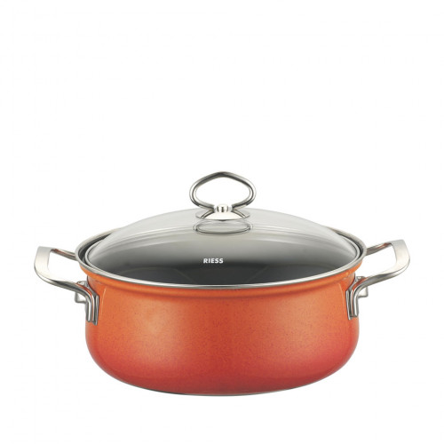 Riess Nouvelle Corall Casserole with Glass Lid 20 cm / 2.0 L - Enamel