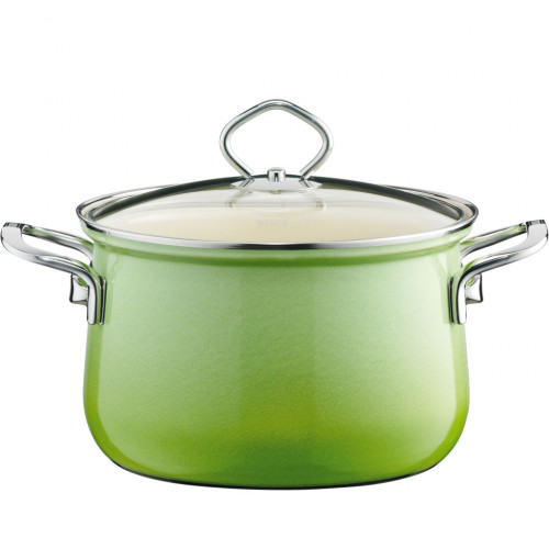 Riess Nouvelle Emerald Meat Pot with Glass Lid 24 cm / 6.0 L - Enamel