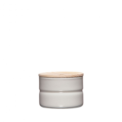 Riess Kitchen Management Storage Can 0.23 L Light Grey - Enamel with Ash Wood Lid